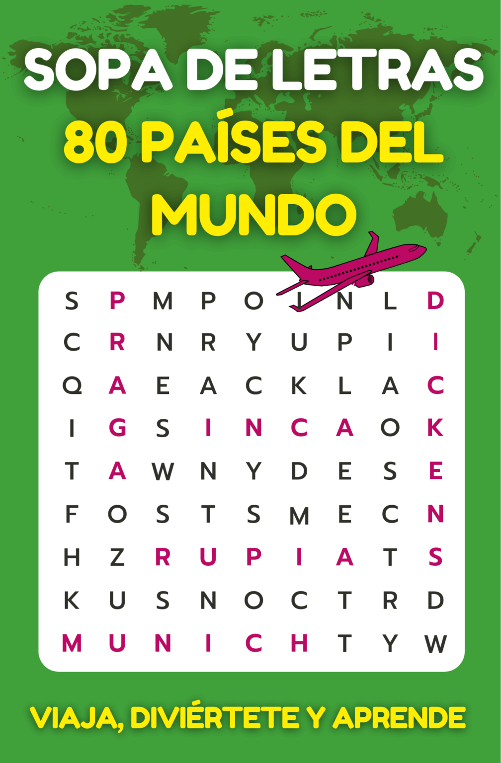 Sopas de letras de 80 países del mundo para adultos y jóvenes Sopas de letras de 80 países del mundo para adultos y jóvenes